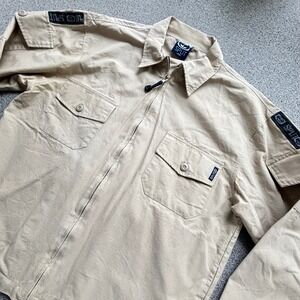 Split Ripstop Jacket Mens L Tan Zip Utility Cargo USA VTG 1998 Streetwear Skater